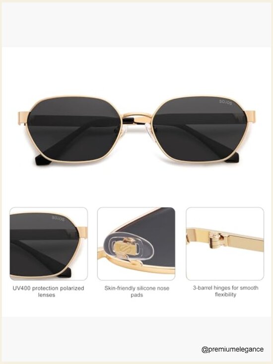 Polarized Hexagon Sunglasses with UV400 Protection Retro Rectangle Shades main image 6